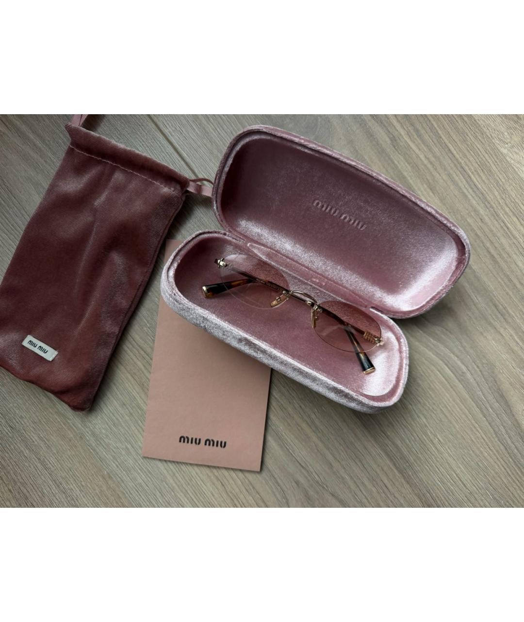 MIU MIU Розовые металлические солнцезащитные очки, фото 5