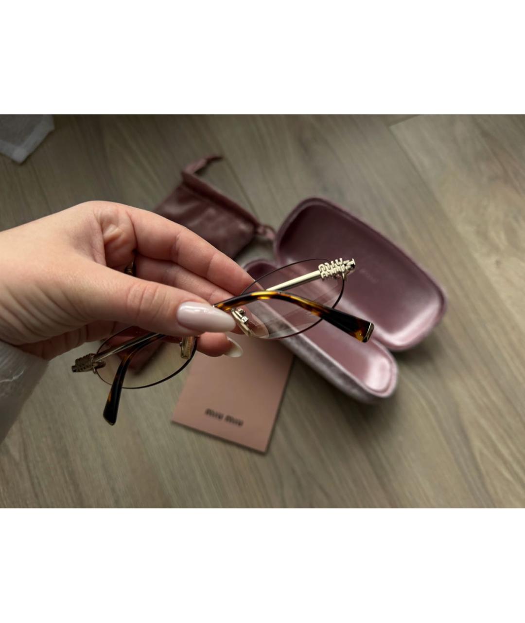 MIU MIU Розовые металлические солнцезащитные очки, фото 3