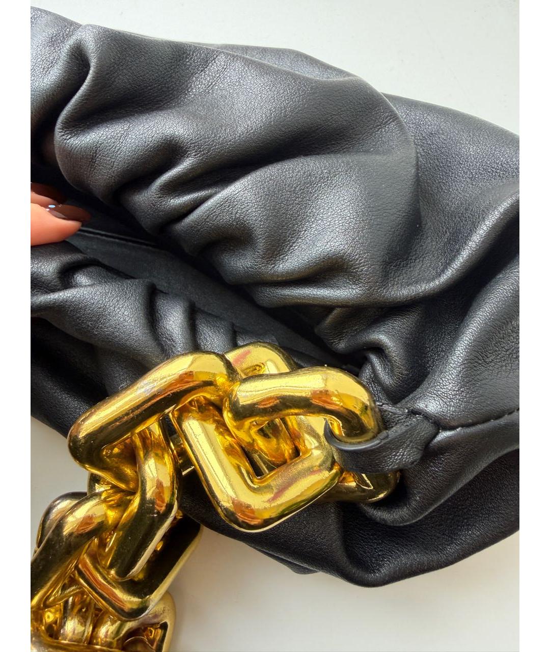 BOTTEGA VENETA Черная кожаная сумка через плечо, фото 6