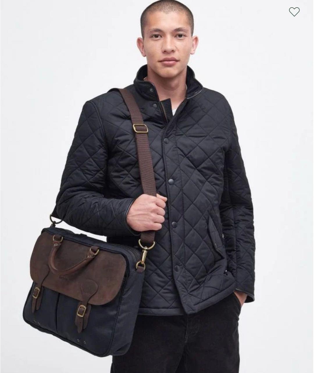 BARBOUR Темно-синий кожаный портфель, фото 2