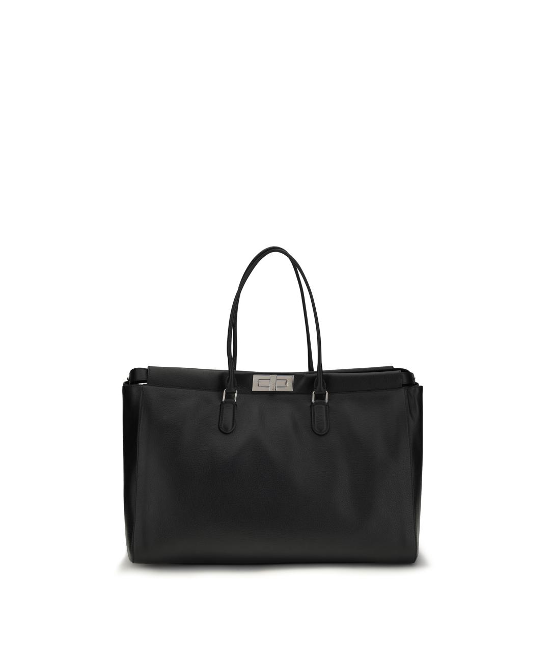 FENDI Черная кожаная сумка тоут, фото 5