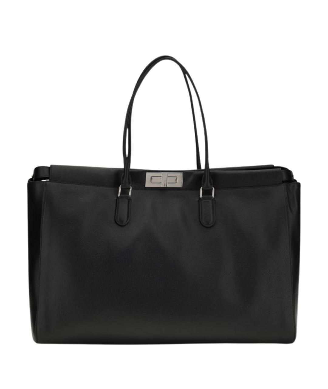 FENDI Черная кожаная сумка тоут, фото 1