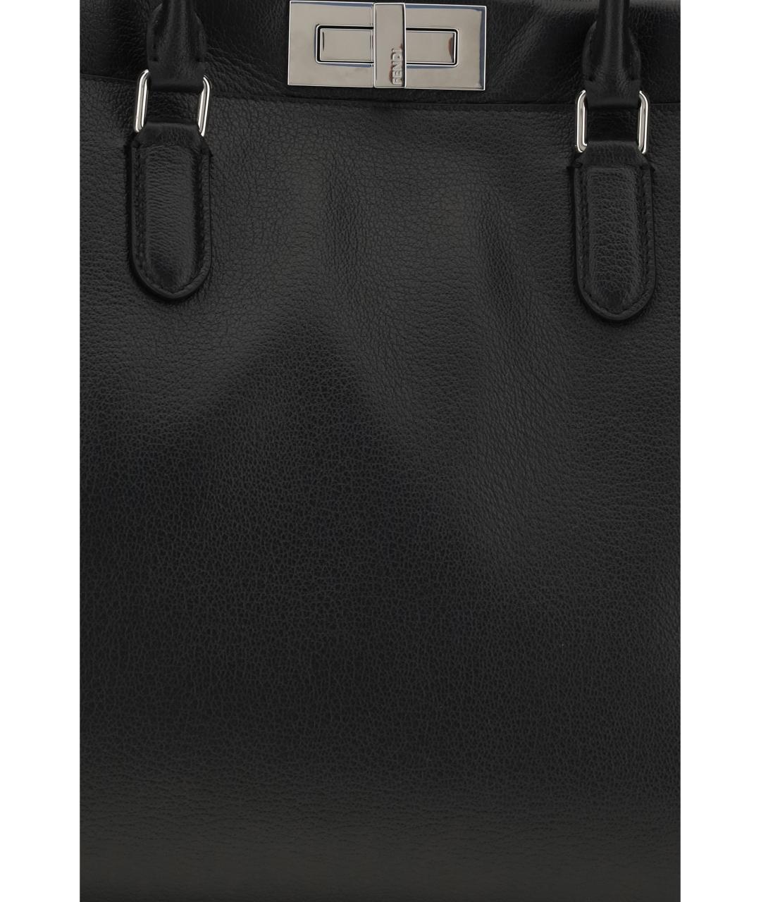 FENDI Черная кожаная сумка тоут, фото 4
