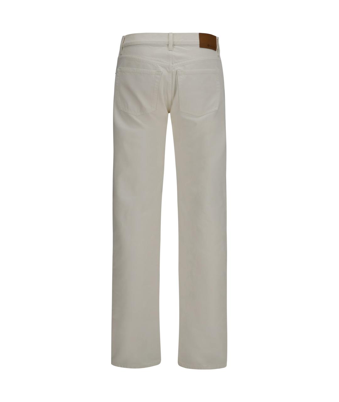 LORO PIANA Белые хлопковые повседневные брюки, фото 2
