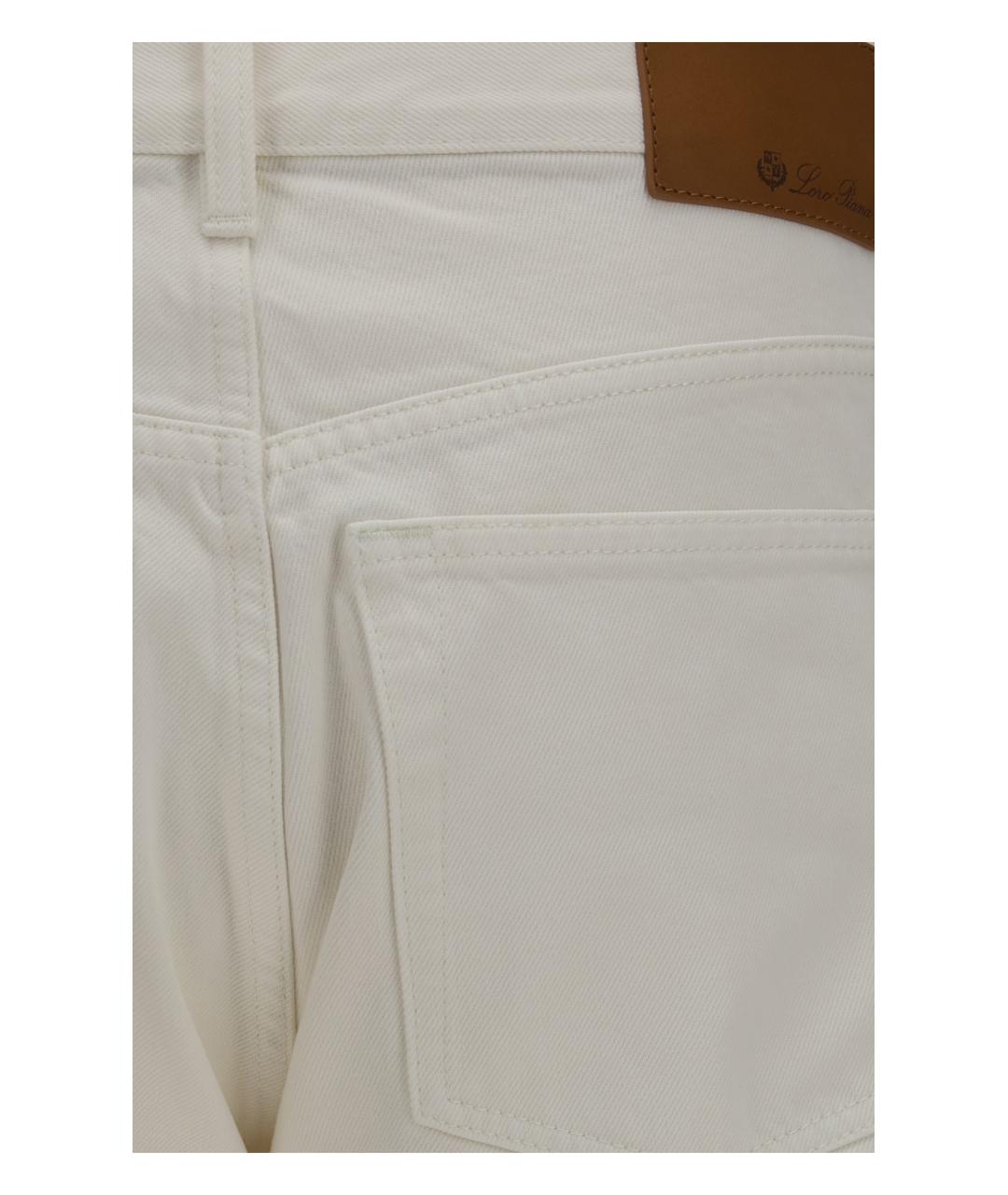 LORO PIANA Белые хлопковые повседневные брюки, фото 3