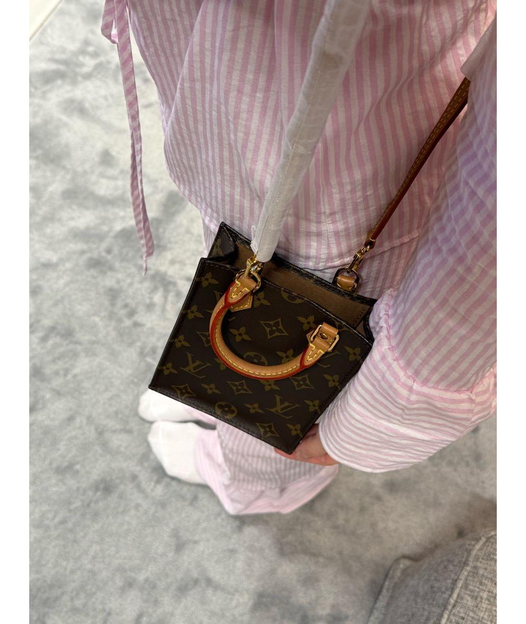 LOUIS VUITTON Коричневая сумка с короткими ручками из канвы, фото 5