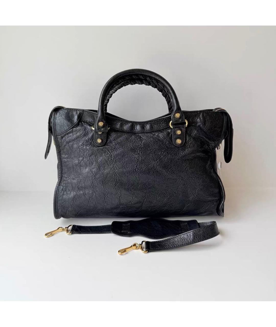 BALENCIAGA Черная кожаная сумка тоут, фото 2