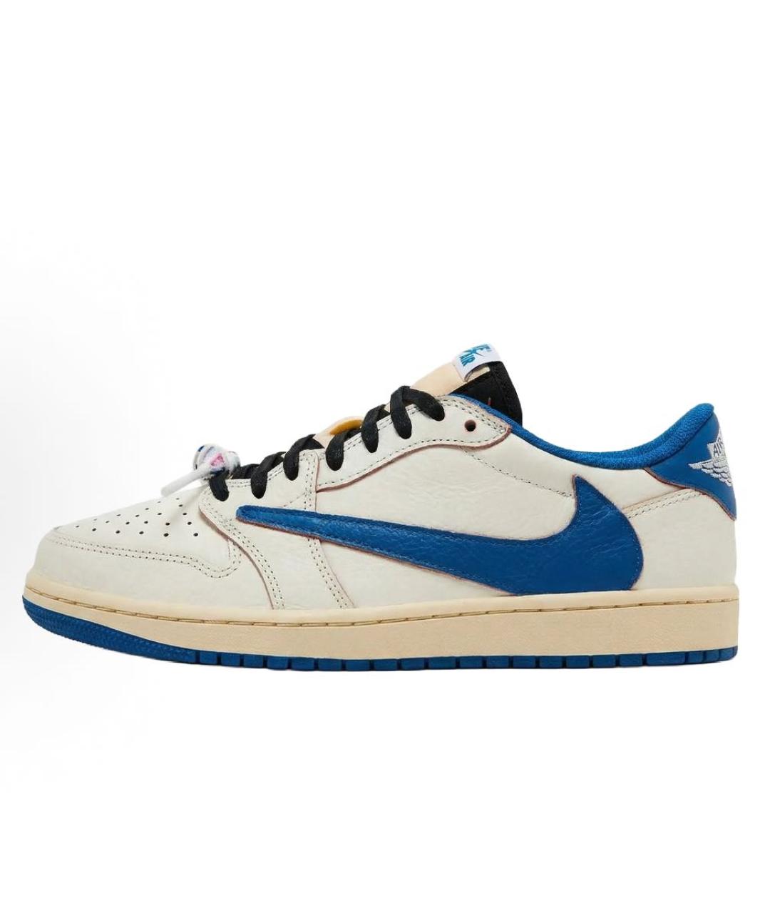 JORDAN Синие кожаные низкие кроссовки / кеды, фото 2