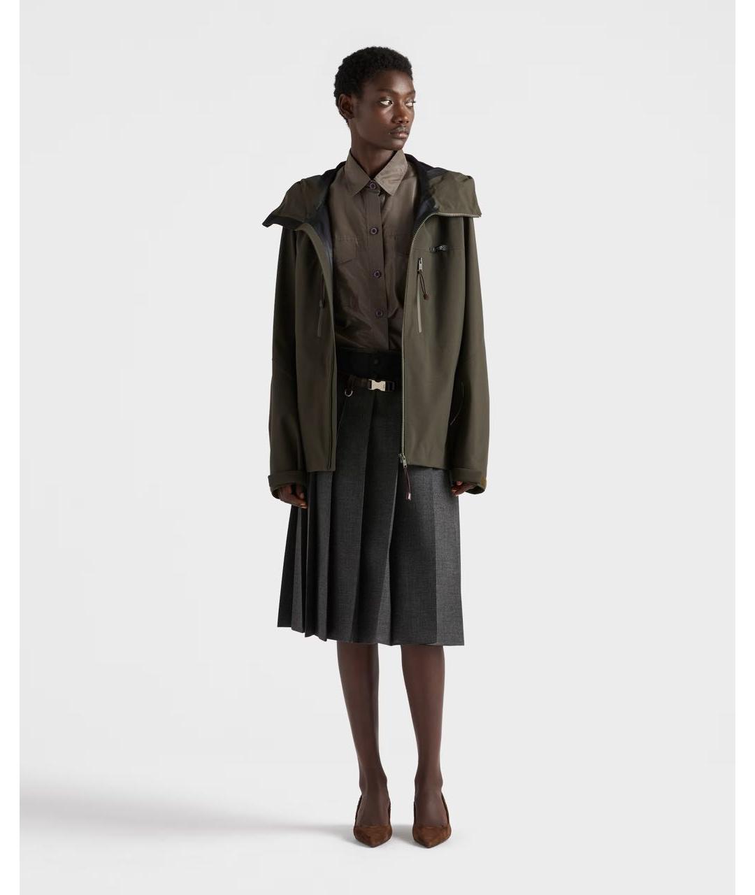 PRADA Зеленая полиэстеровая куртка, фото 2