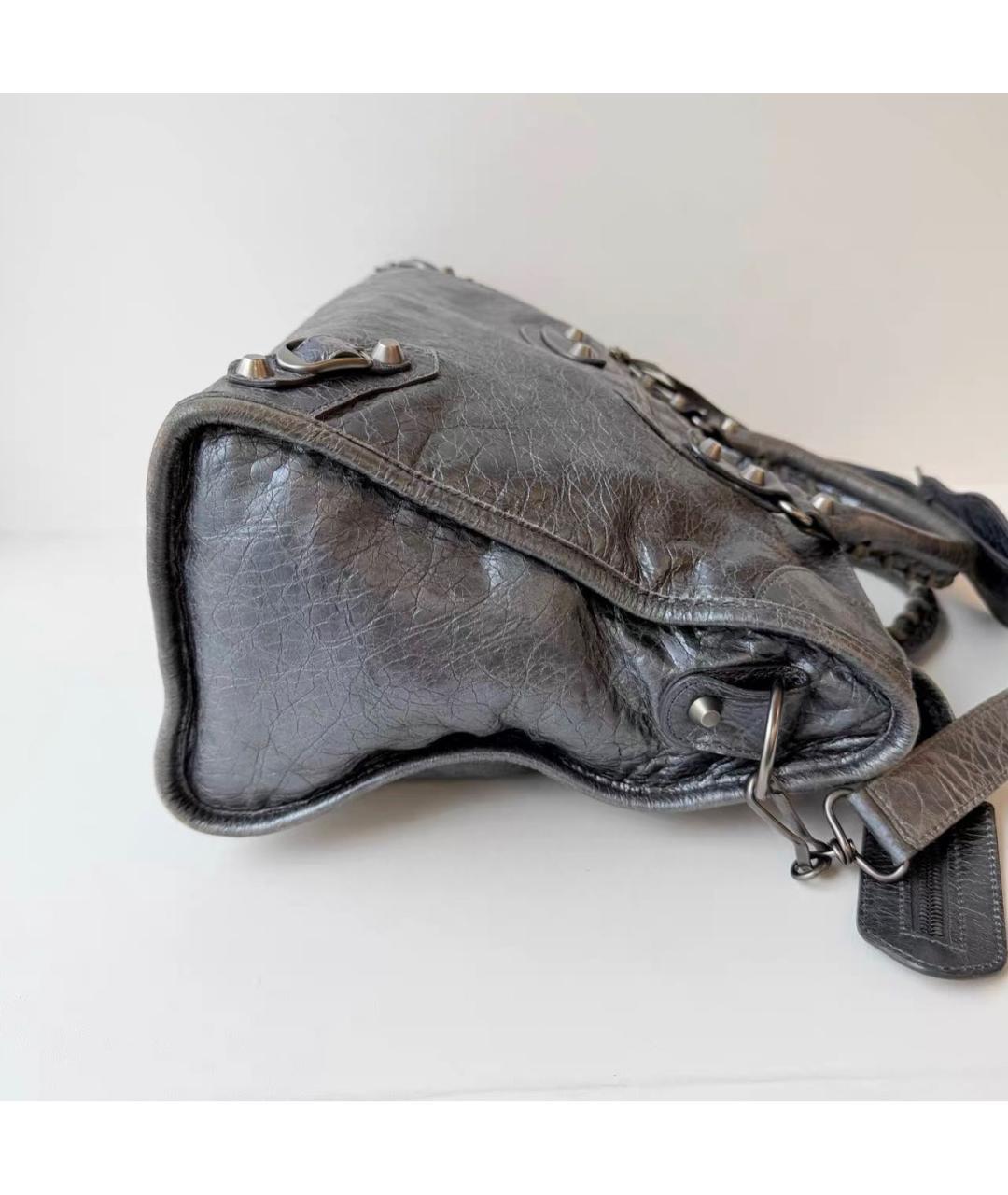 BALENCIAGA Антрацитовая кожаная сумка тоут, фото 5