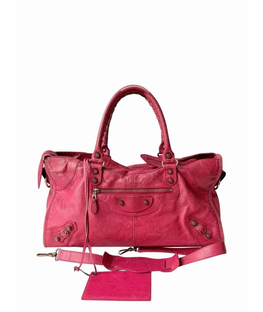 BALENCIAGA Розовая кожаная сумка тоут, фото 1