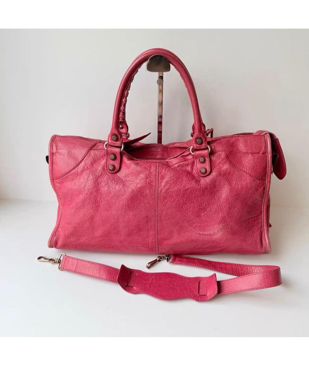 BALENCIAGA Розовая кожаная сумка тоут, фото 2