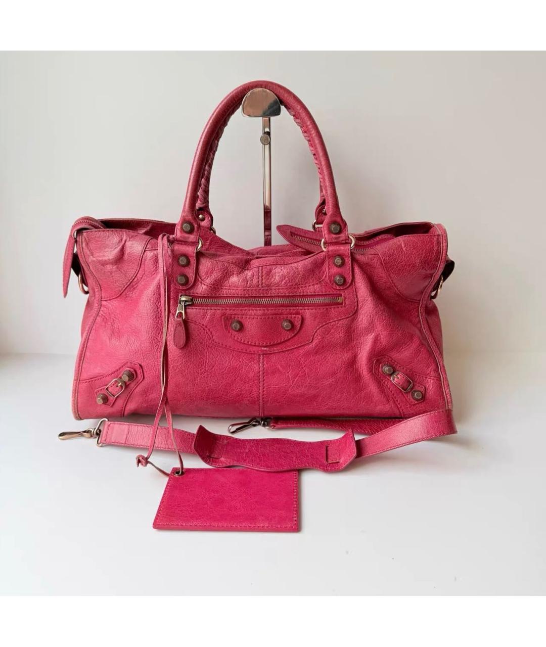 BALENCIAGA Розовая кожаная сумка тоут, фото 9