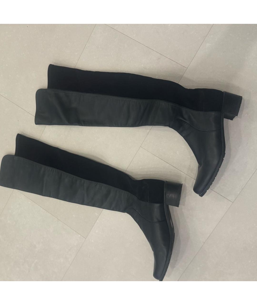 STUART WEITZMAN Черные кожаные ботфорты, фото 4