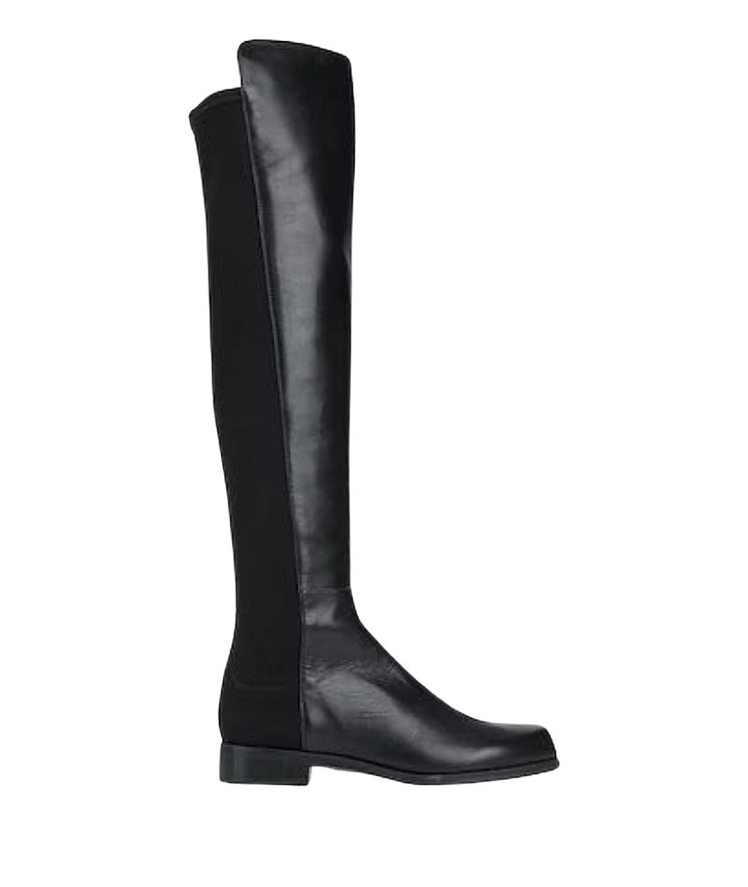 STUART WEITZMAN Черные кожаные ботфорты, фото 1