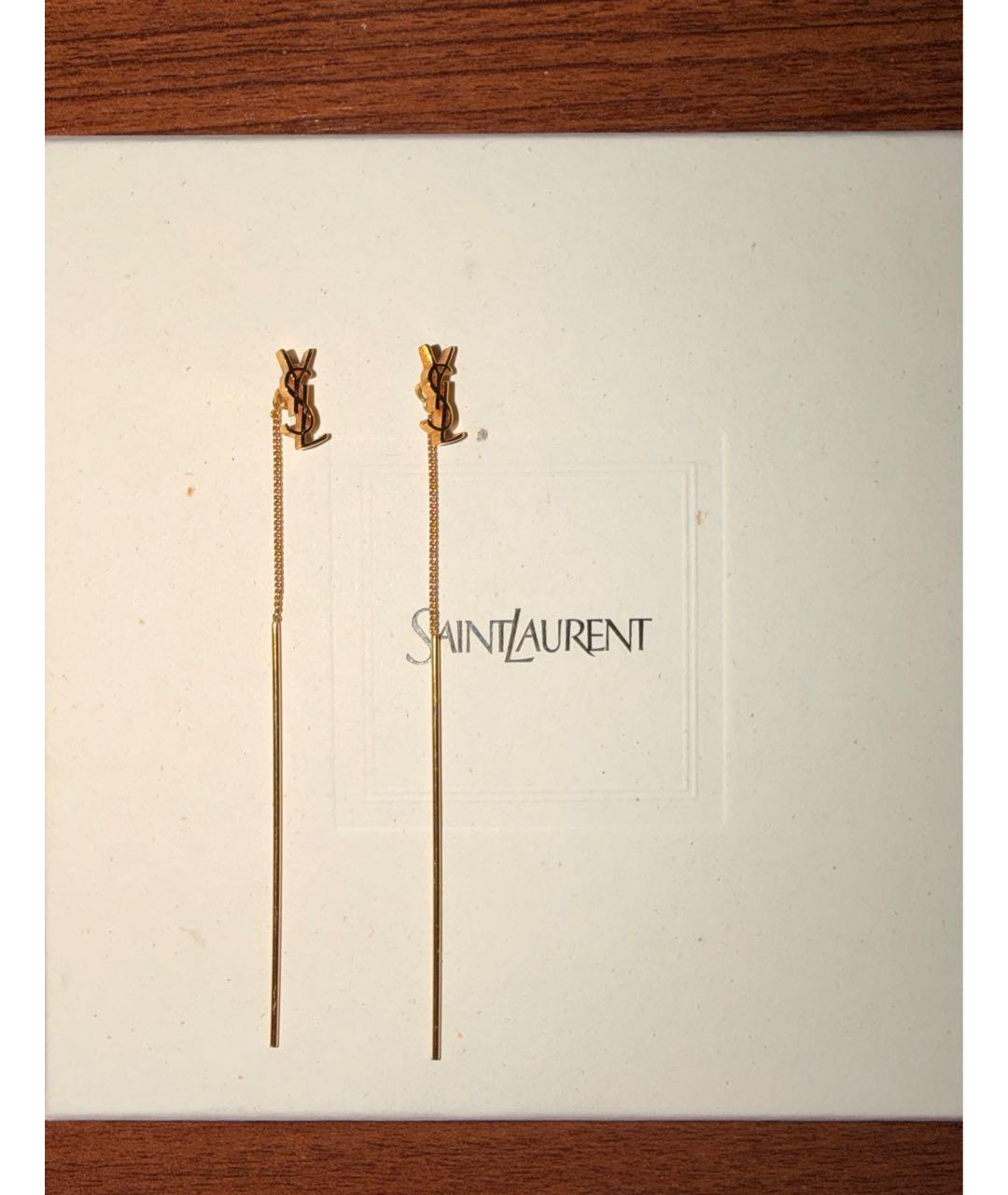 SAINT LAURENT Золотые латунные серьги, фото 3