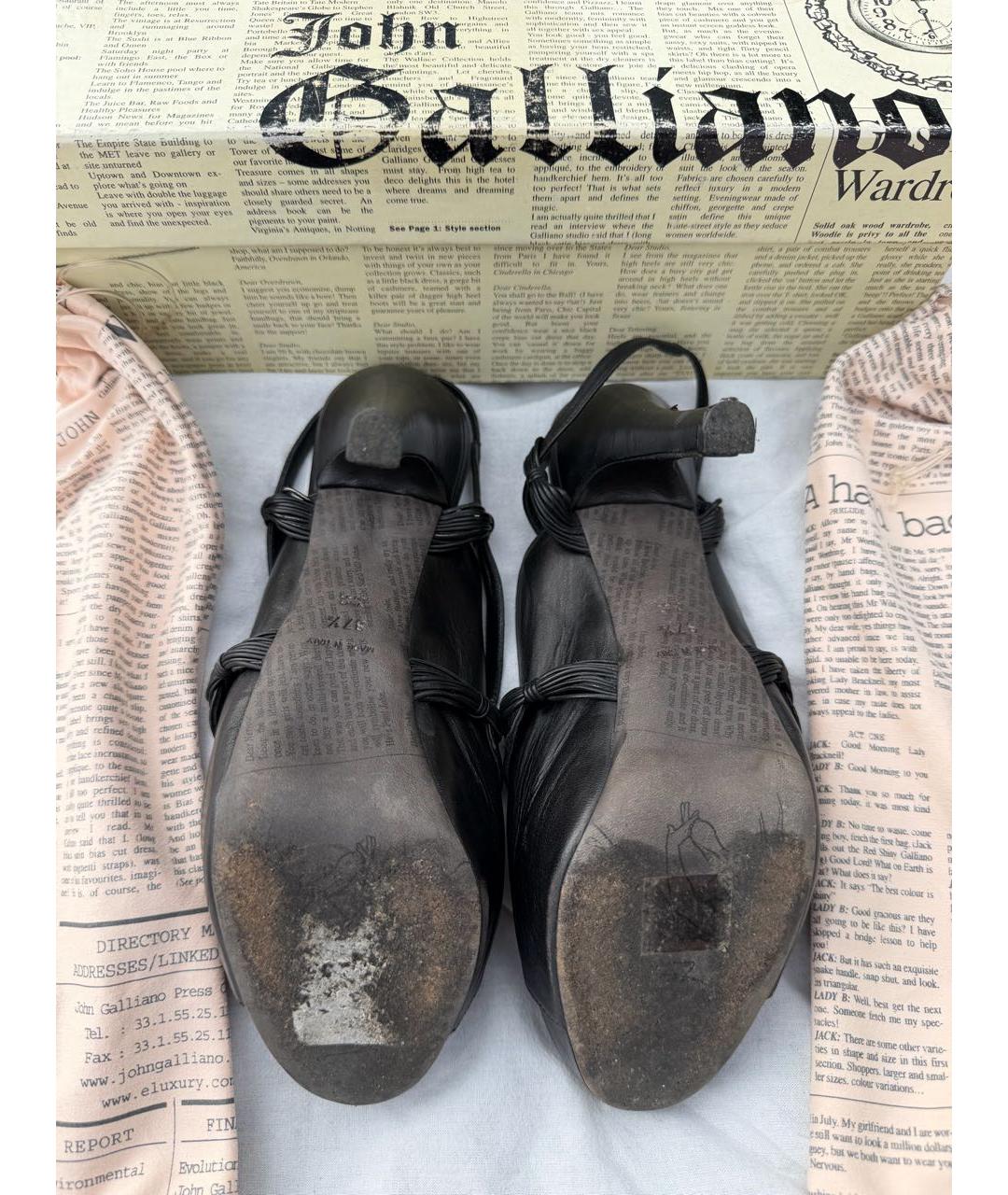 JOHN GALLIANO Черные кожаные босоножки, фото 5