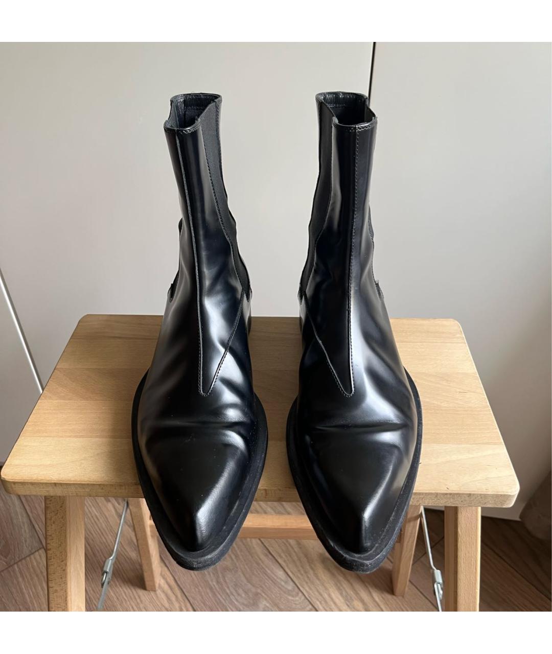 JIL SANDER Черные кожаные полусапоги, фото 2