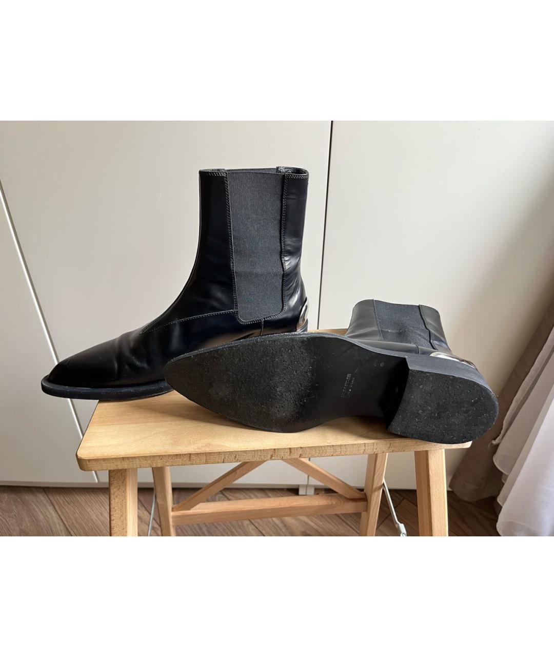 JIL SANDER Черные кожаные полусапоги, фото 5