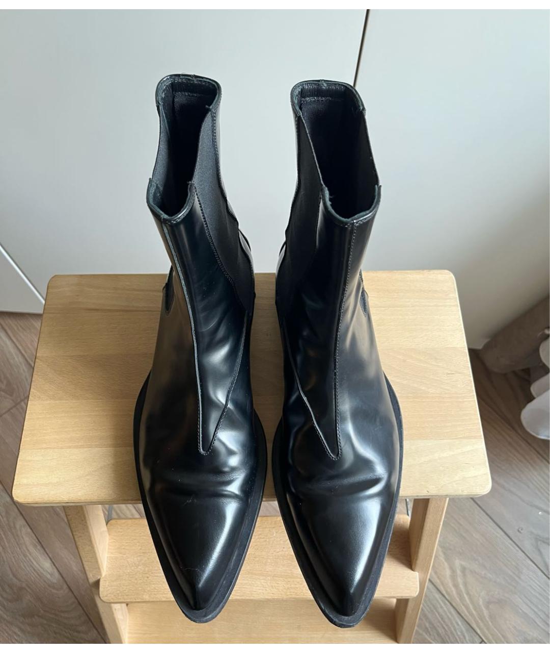 JIL SANDER Черные кожаные полусапоги, фото 3