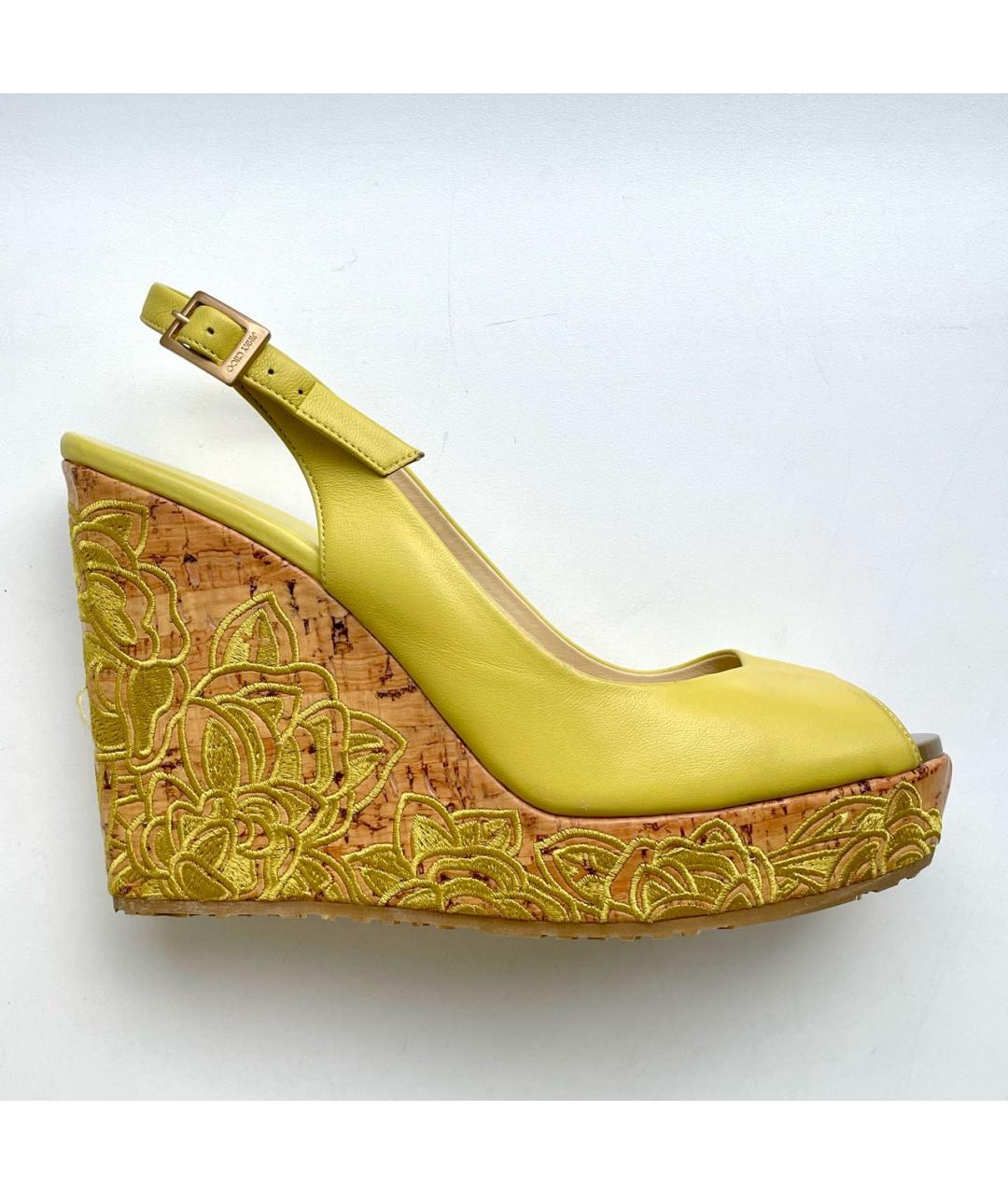 JIMMY CHOO Зеленые кожаные босоножки, фото 9