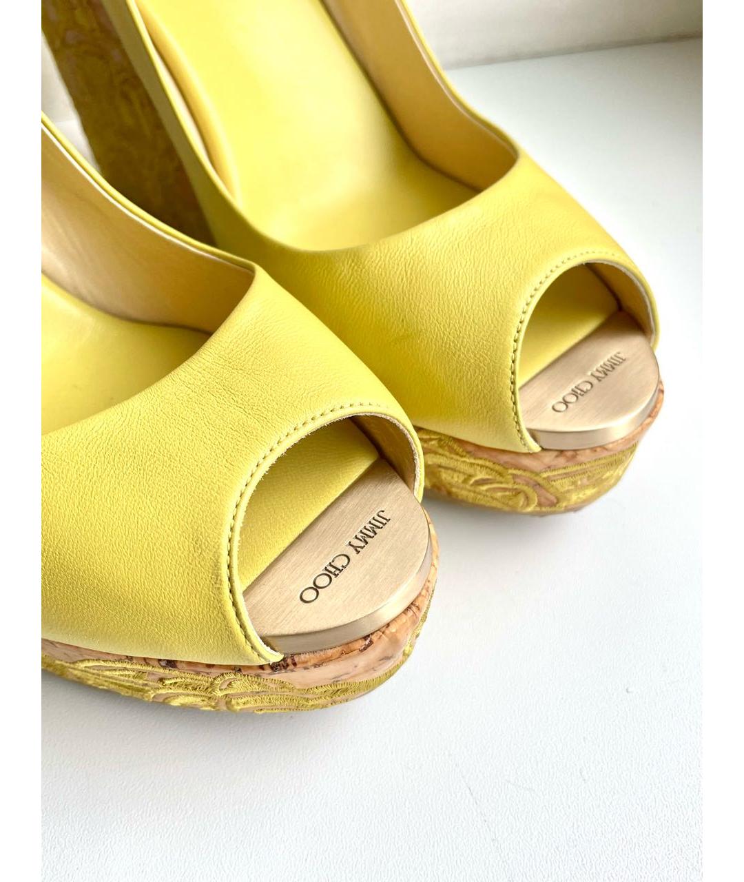 JIMMY CHOO Зеленые кожаные босоножки, фото 5