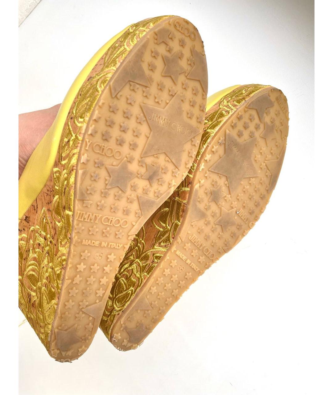 JIMMY CHOO Зеленые кожаные босоножки, фото 8
