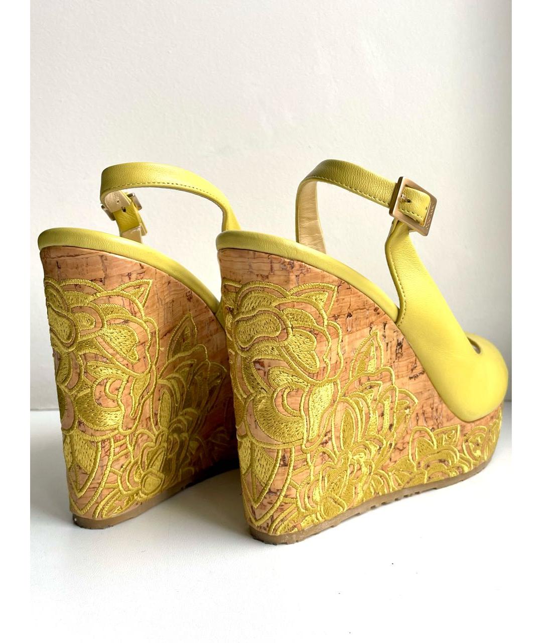 JIMMY CHOO Зеленые кожаные босоножки, фото 4