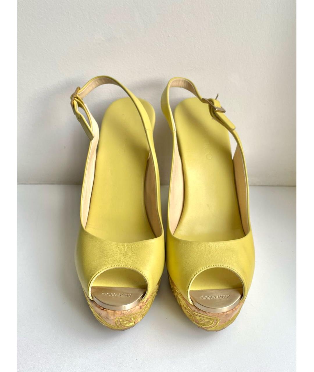 JIMMY CHOO Зеленые кожаные босоножки, фото 3