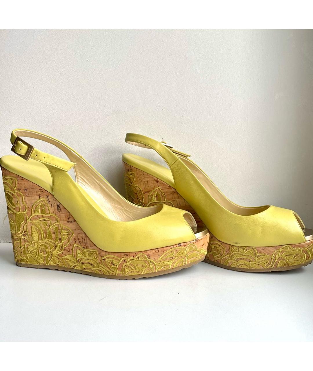 JIMMY CHOO Зеленые кожаные босоножки, фото 2