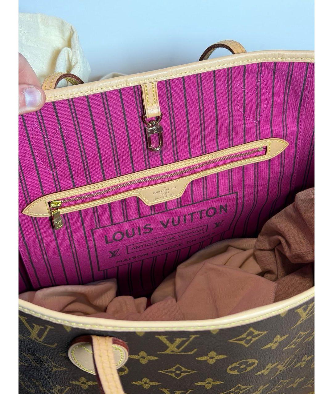 LOUIS VUITTON Коричневая сумка тоут из канвы, фото 4