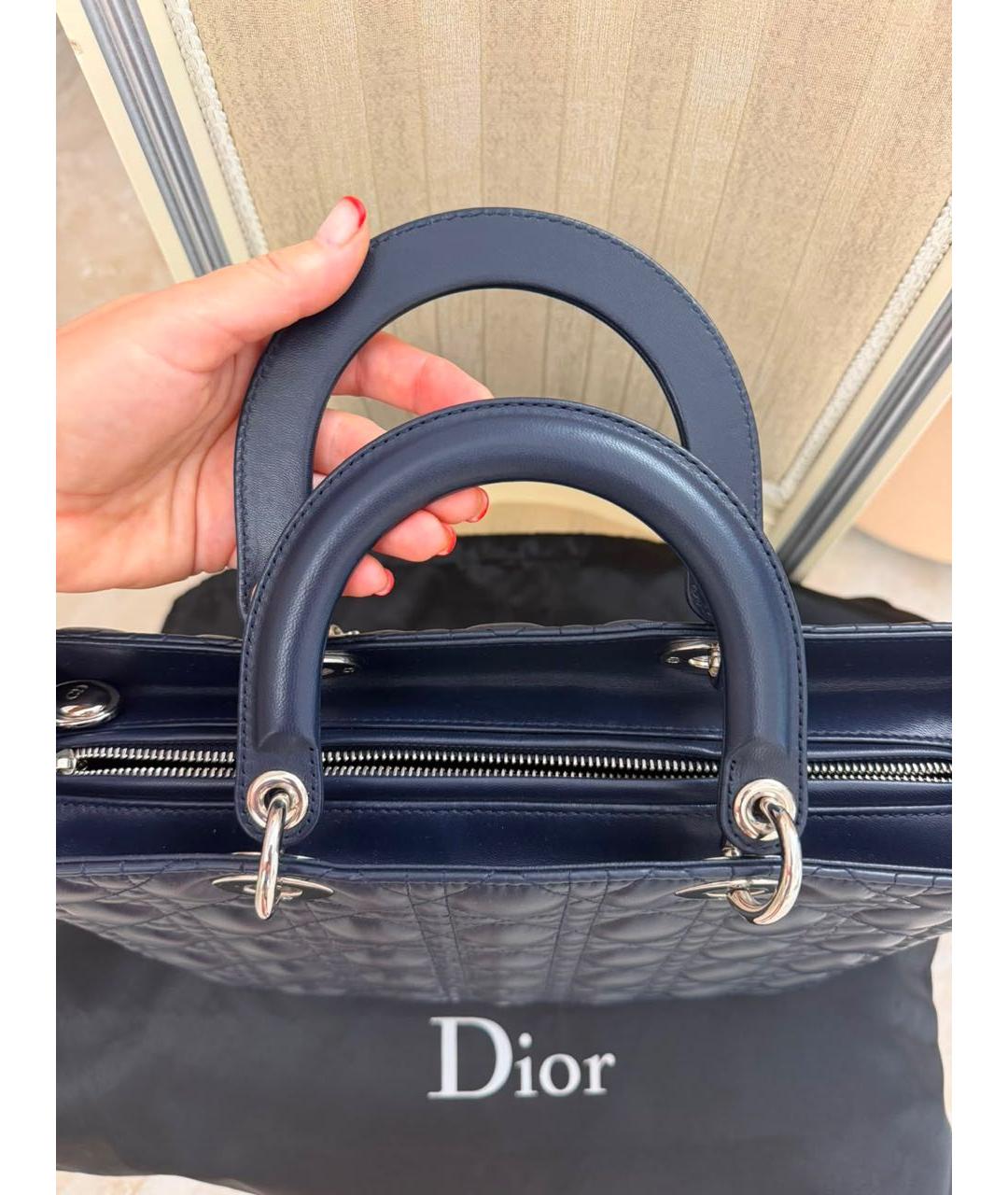 CHRISTIAN DIOR Серая кожаная сумка тоут, фото 4