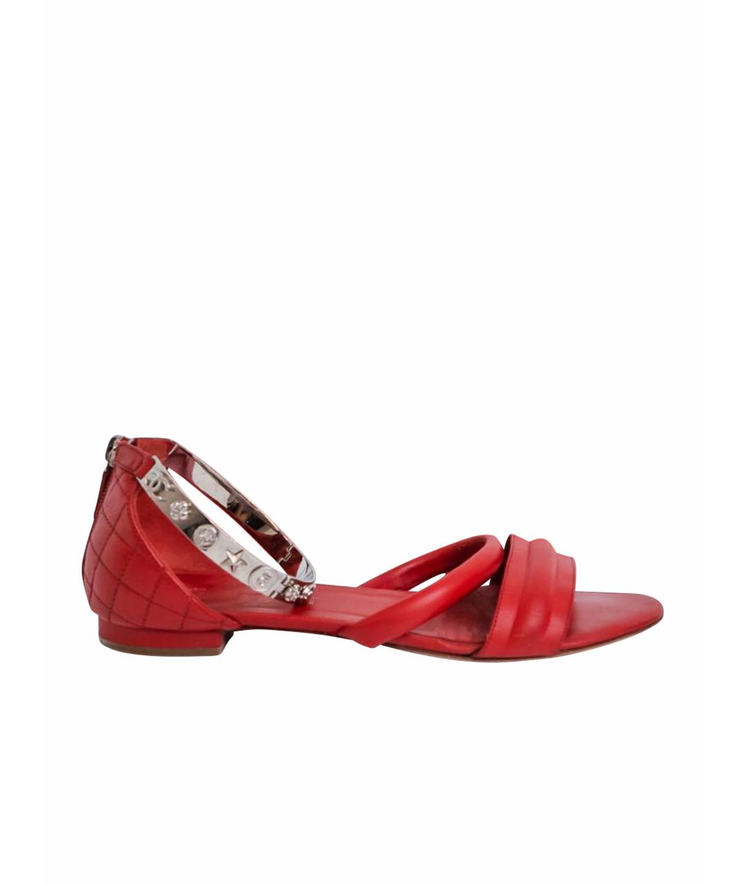 CHANEL PRE-OWNED Красные кожаные сандалии, фото 1