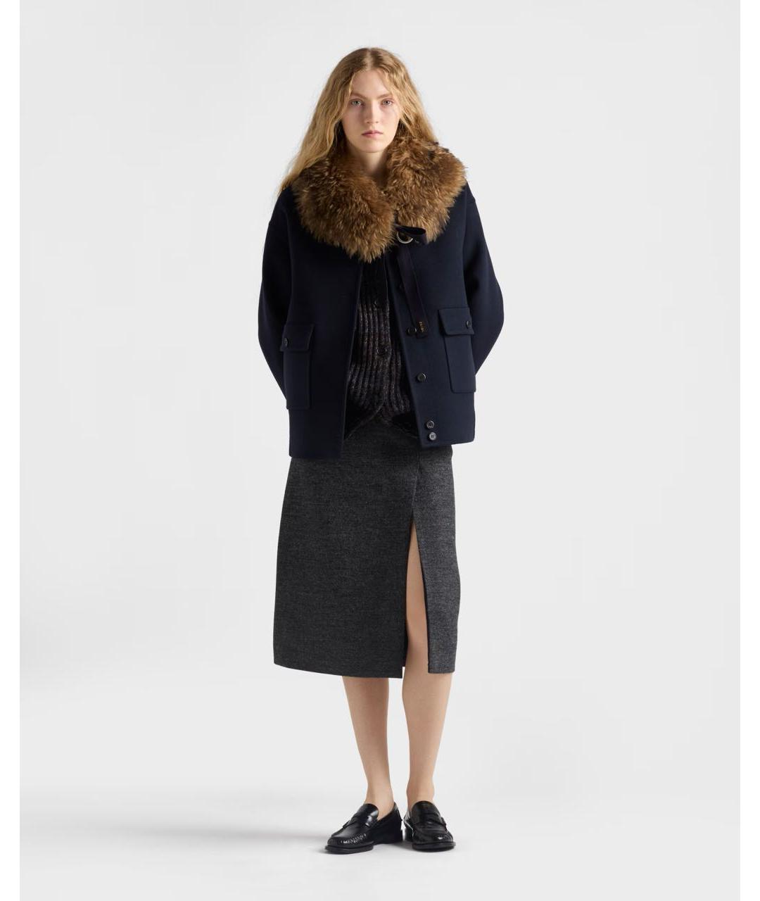 PRADA Темно-синяя шерстяная куртка, фото 2