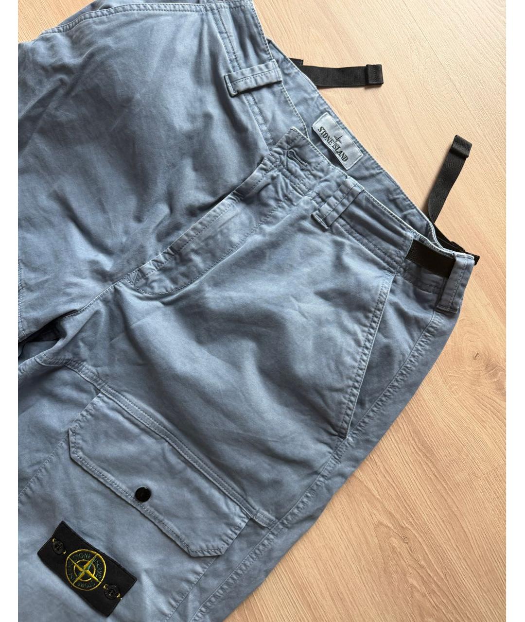 STONE ISLAND Голубые бархатные повседневные брюки, фото 3