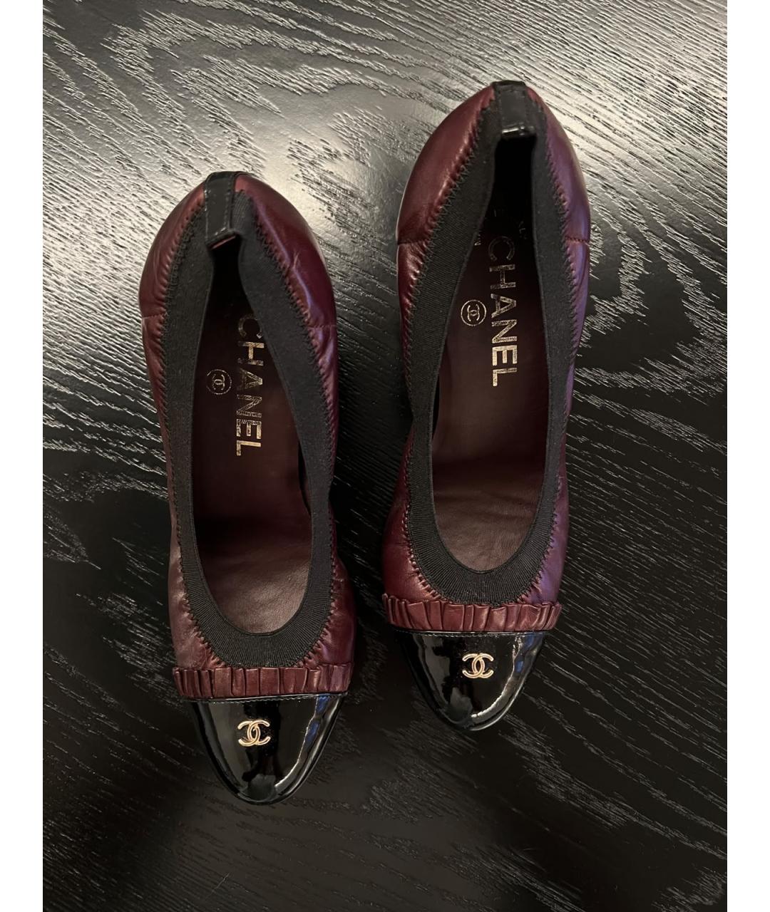CHANEL Бордовые кожаные туфли, фото 2