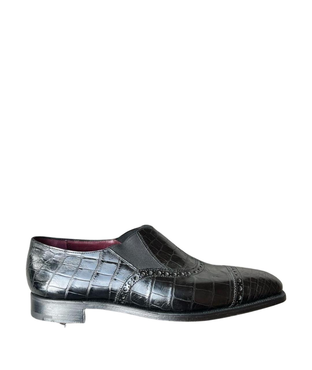 RALPH LAUREN PURPLE LABEL Черные туфли из кожи крокодила, фото 1