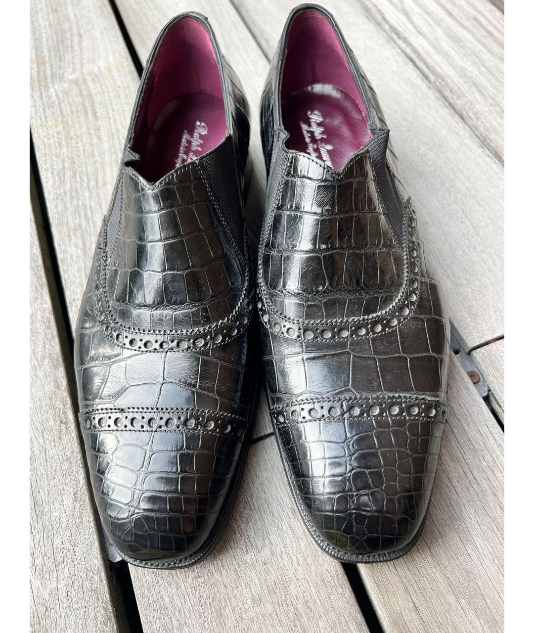 RALPH LAUREN PURPLE LABEL Черные туфли из кожи крокодила, фото 2
