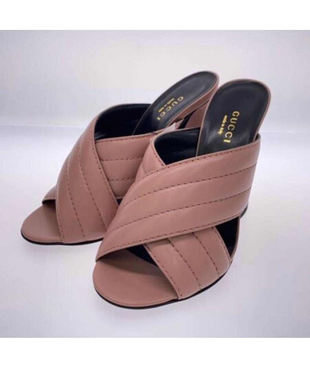 GUCCI Розовые кожаные мюли, фото 2