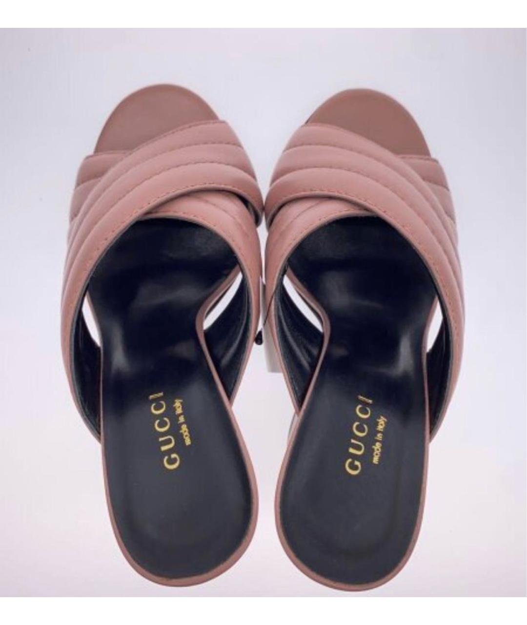 GUCCI Розовые кожаные мюли, фото 3