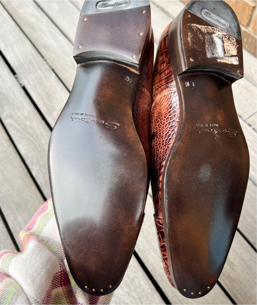 SANTONI Коричневые туфли из кожи аллигатора, фото 3