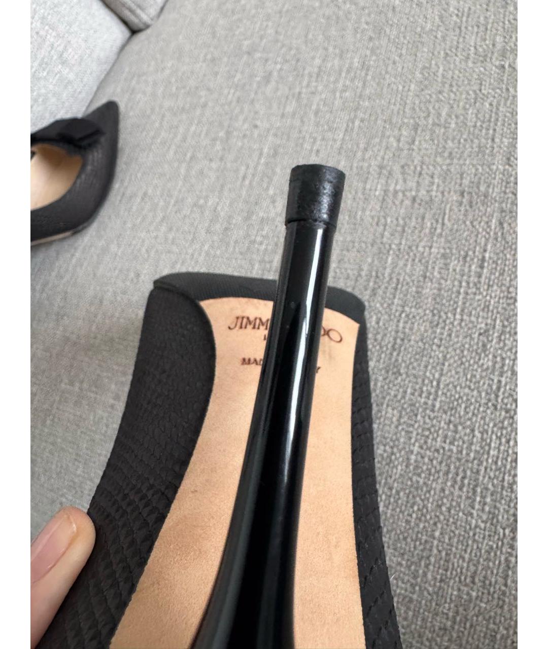 JIMMY CHOO Черные кожаные лодочки на низком каблуке, фото 7