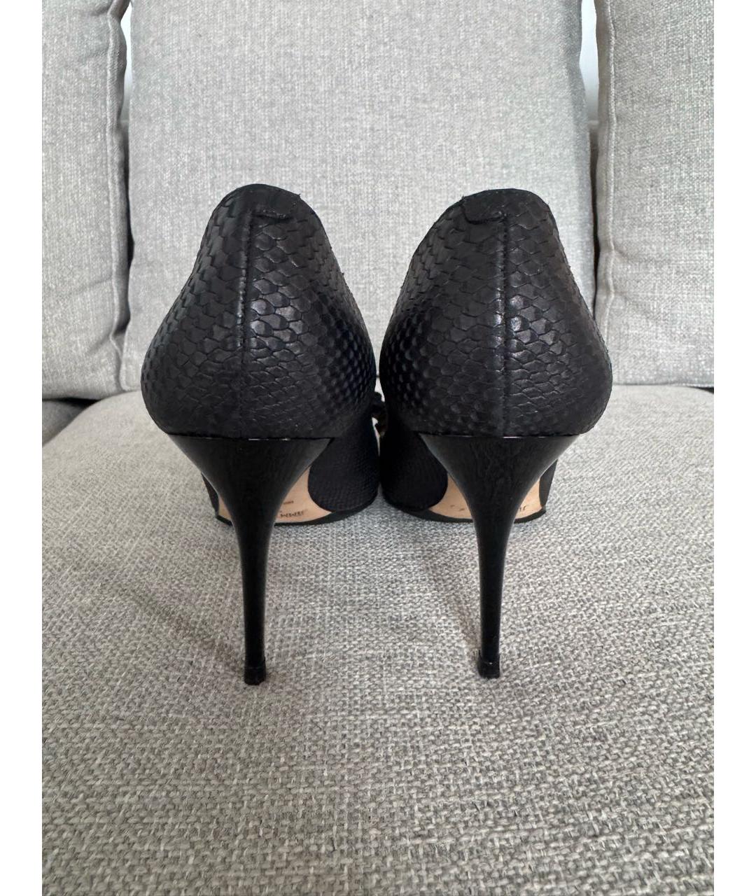 JIMMY CHOO Черные кожаные лодочки на низком каблуке, фото 4