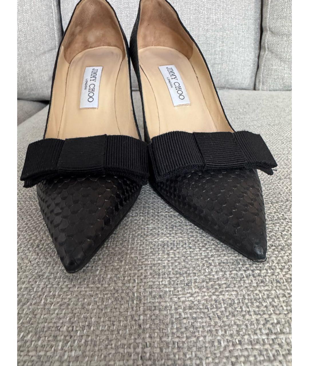 JIMMY CHOO Черные кожаные лодочки на низком каблуке, фото 2
