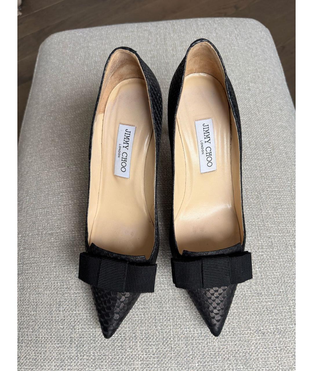 JIMMY CHOO Черные кожаные лодочки на низком каблуке, фото 3