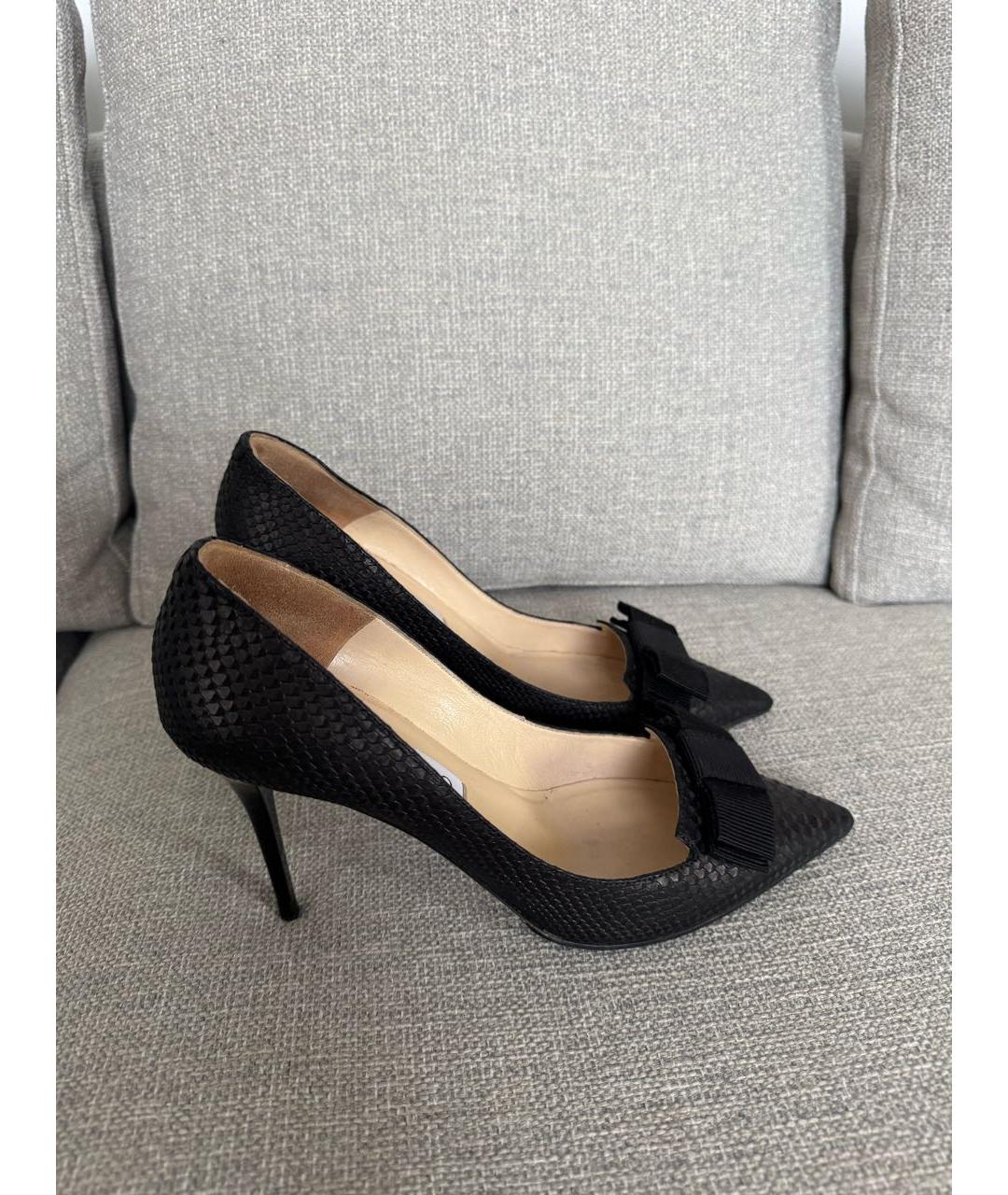 JIMMY CHOO Черные кожаные лодочки на низком каблуке, фото 8
