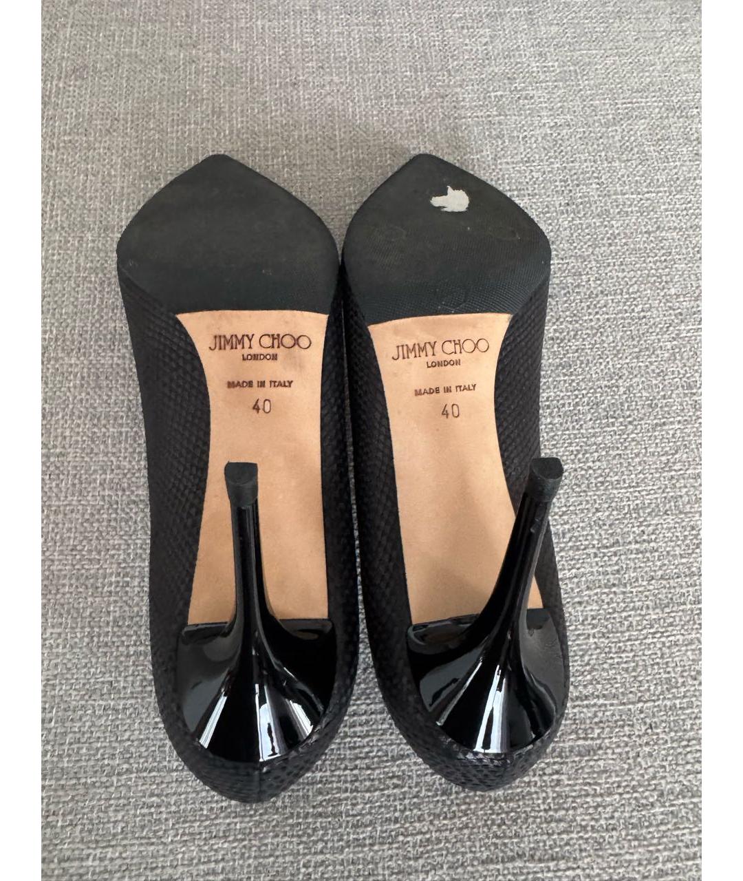 JIMMY CHOO Черные кожаные лодочки на низком каблуке, фото 5