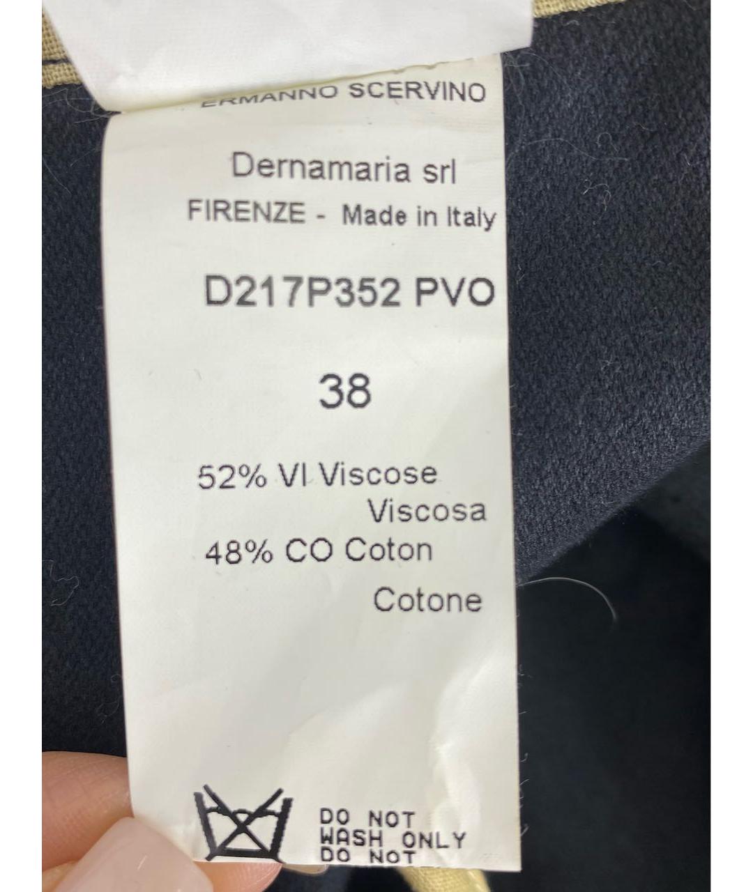 ERMANNO SCERVINO Черные вискозные прямые брюки, фото 7