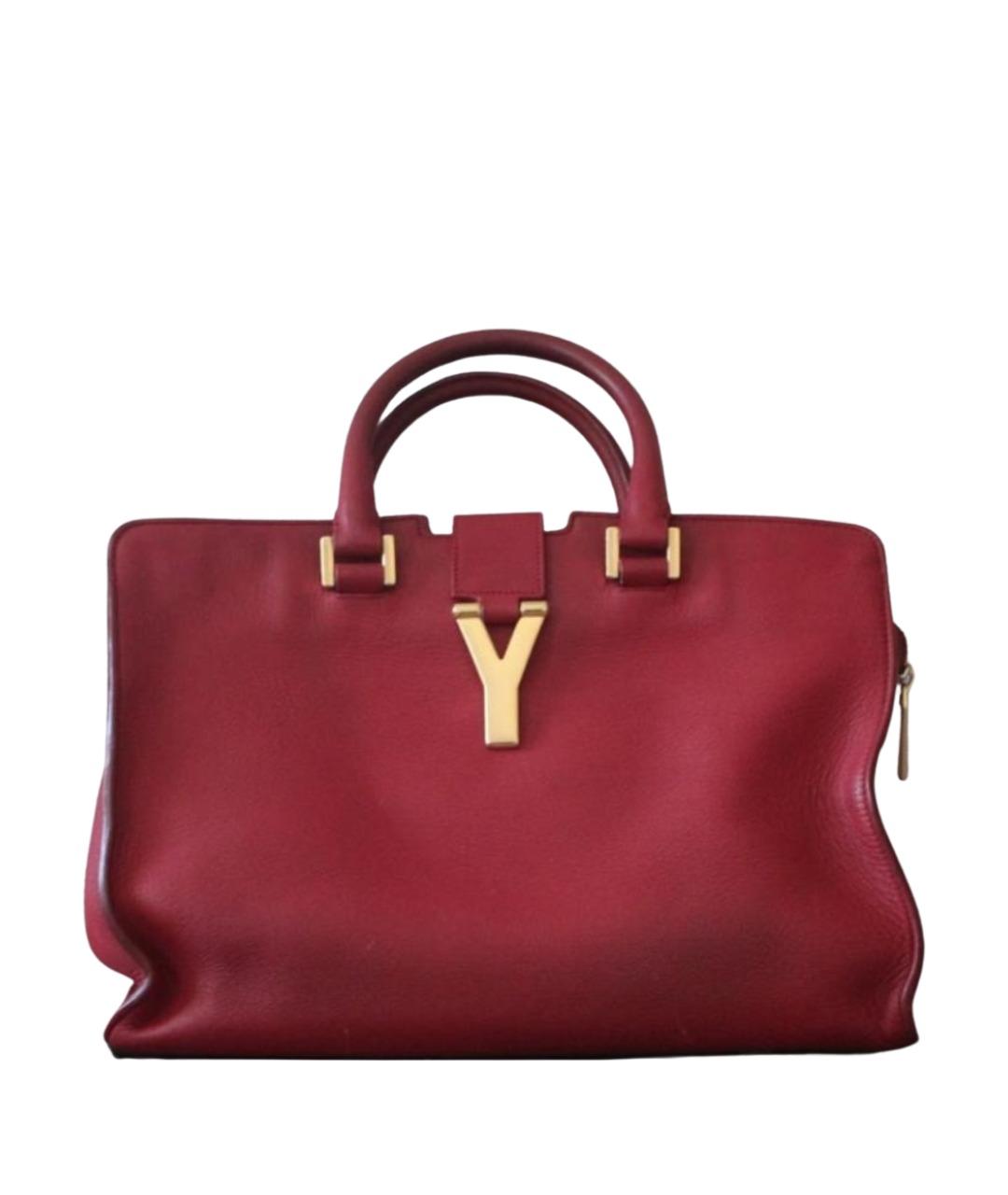 SAINT LAURENT Красная кожаная сумка с короткими ручками, фото 1