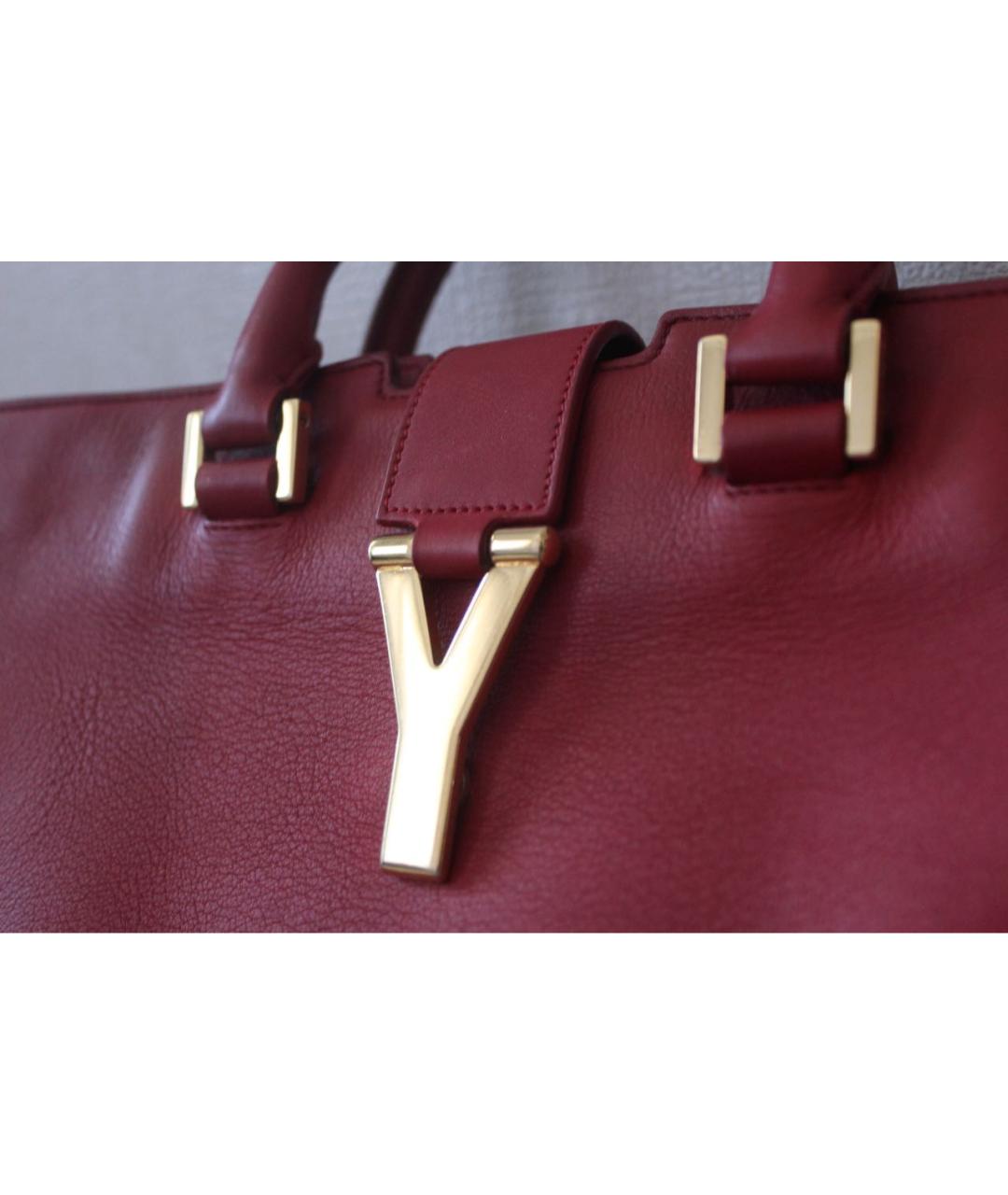 SAINT LAURENT Красная кожаная сумка с короткими ручками, фото 5